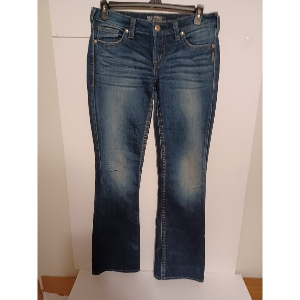 Silver Jeans Aiko Women’s Size Tag reads 30x33 Measures 34x34 Blue Distressed - Picture 1 of 8